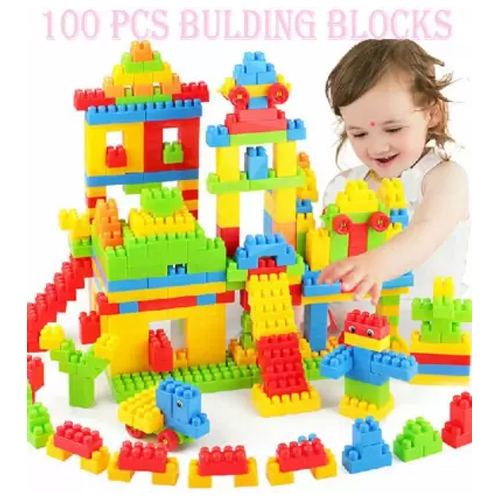 FTAFAT (92 Pieces +8 Tyres)100 PCS BUILDING BLOCKS MIND SHARPENING,NON TOXIC/NON HARMFUL LEARNING TOY| EDUCATIONAL TOY | PUZZLE TOY| FOR SKILL DEVELOPMENT KIDS TOYS (100 Pieces)